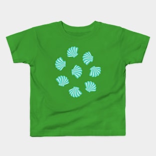 SEASHELLS Scattered Tropical Scallop Clam Shells Undersea Ocean Sea Life in Turquoise and Light Aqua - UnBlink Studio by Jackie Tahara Kids T-Shirt